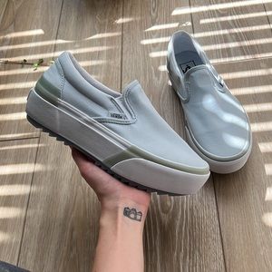 Never Worn vans slip on stacked platform blue 7.5